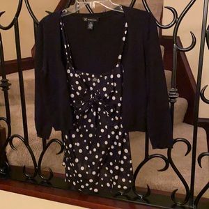 INC polka dot cami and sweater set
